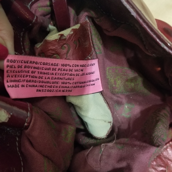 👜 Juicy Couture Dark Red Leather Satchel Purse - Picture 14 of 17